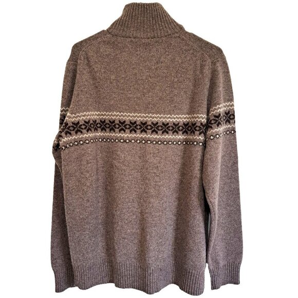 J.Crew Men's L Brown 100% Lambs Wool 1/4 Zip Long Sleeve Turtleneck Sweater - Picture 3 of 8